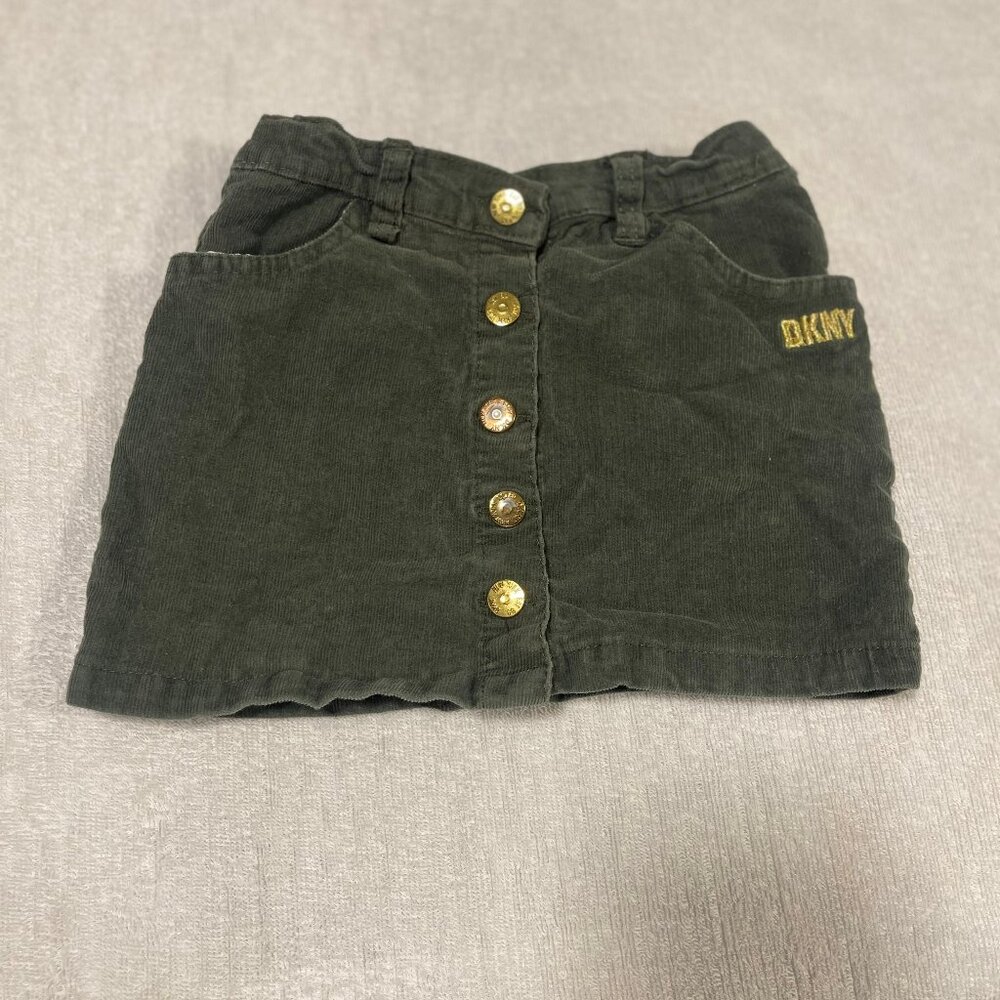 DKNY Olive Corduroy Button-Front Skirt (4T)